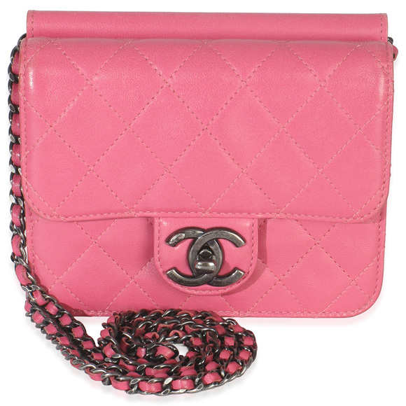 Chanel Handbags - Chanel Pink Quilted Lambskin Mini Crossing Times Flap Bag